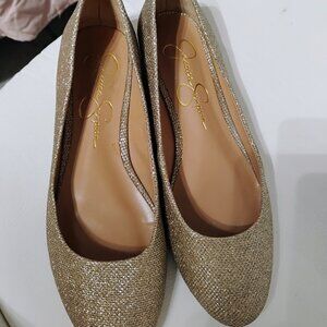 Jessica Simpson gold sparkly flats